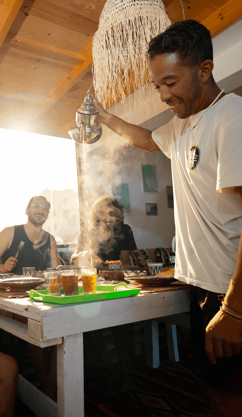 Mint tea pour at the family table