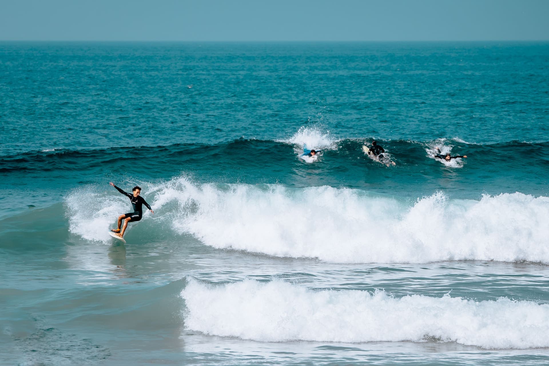 Surf coaching session in the water